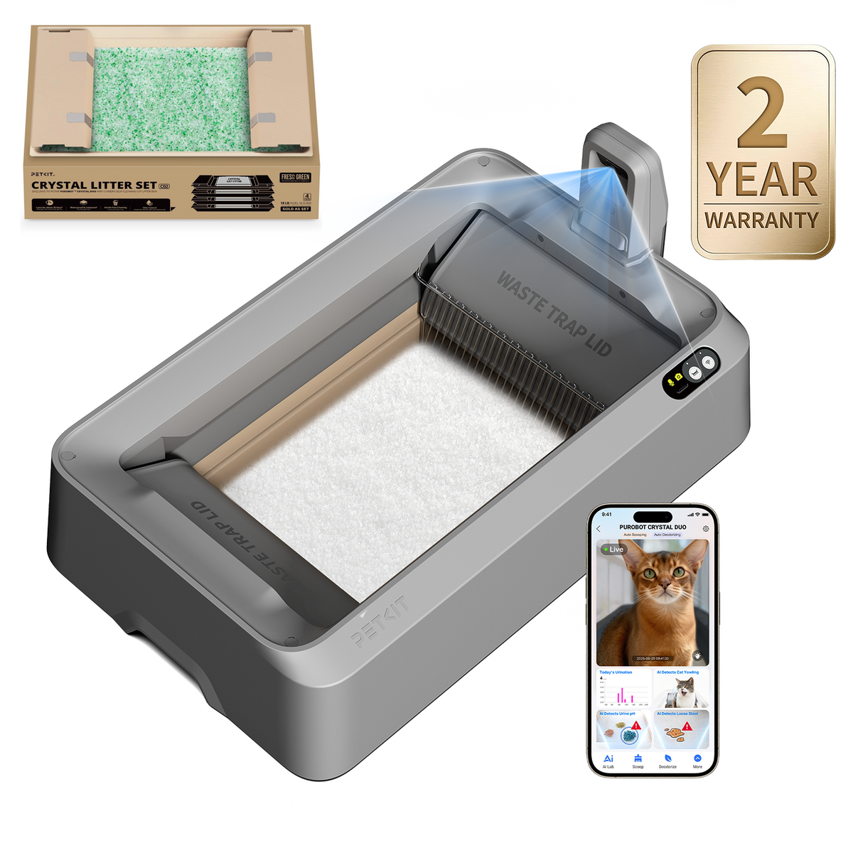 Purobot Crystal Duo and 4 Packs Litter Refills