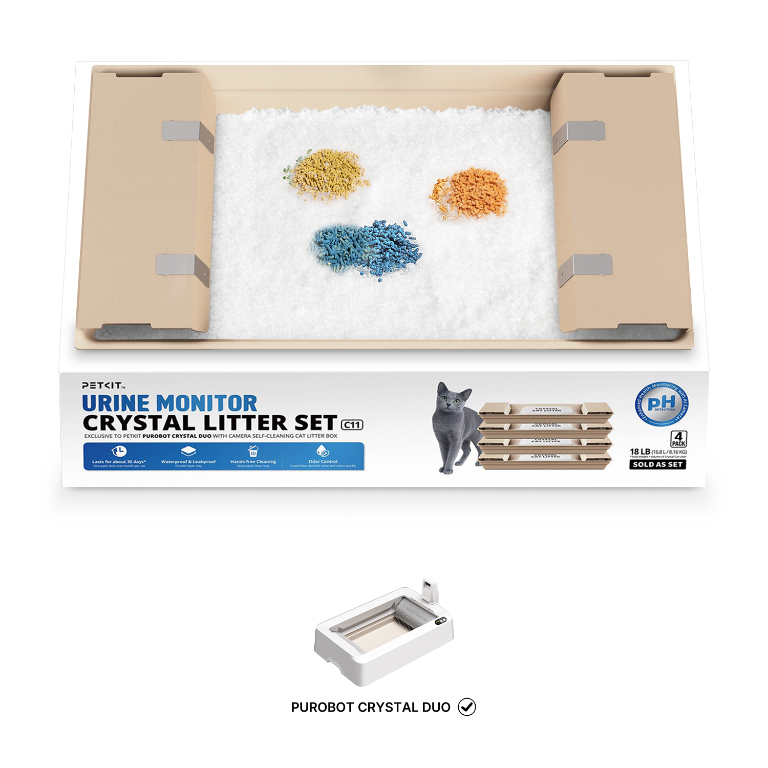 Urine Monitor Crystal Litter Set (pH Detection)